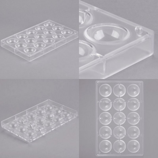 Half Sphere 15 Cavity Polycarbonate Chocolate Mould