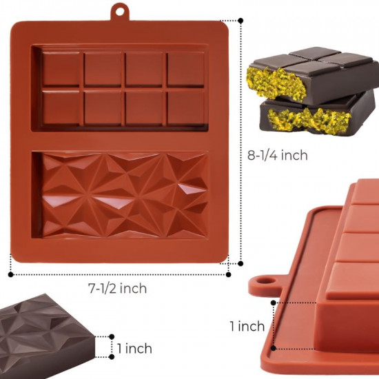 2 in 1 Kunafa Chocolate Bar Deep Silicone Mould