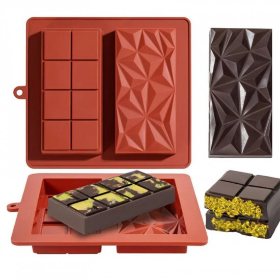 2 in 1 Kunafa Chocolate Bar Deep Silicone Mould