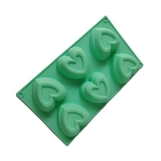 2 Layer Heart Shape 6 Cavity Silicone Mould