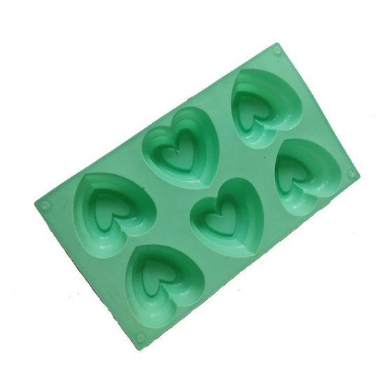 2 Layer Heart Shape 6 Cavity Silicone Mould