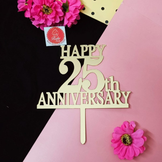 Happy 25th Anniversary Acrylic Cake Topper