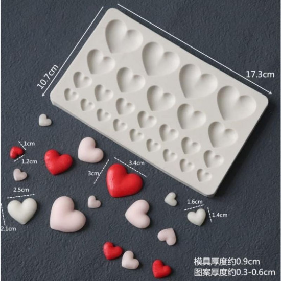 25 Cavity Heart Shape Silicone Mould