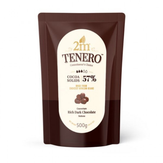 2M Tenero Rich Dark Chocolate Buttons (57% Cocoa) - 500g