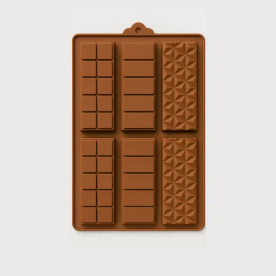 3 Designs in 1 Chocolate Bar 6 Cavity Mould