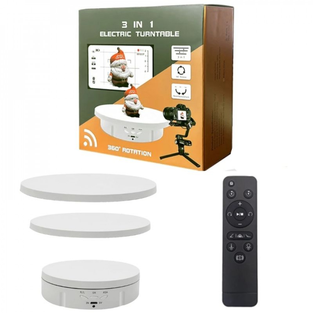 Electric Turntable Roco 3 in 1 Electric Rotating Turntable - White