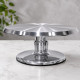3 Piece Shiny Silver Heavy Cake Turntable - Stainless Steel Top with Detachable Fiber Base