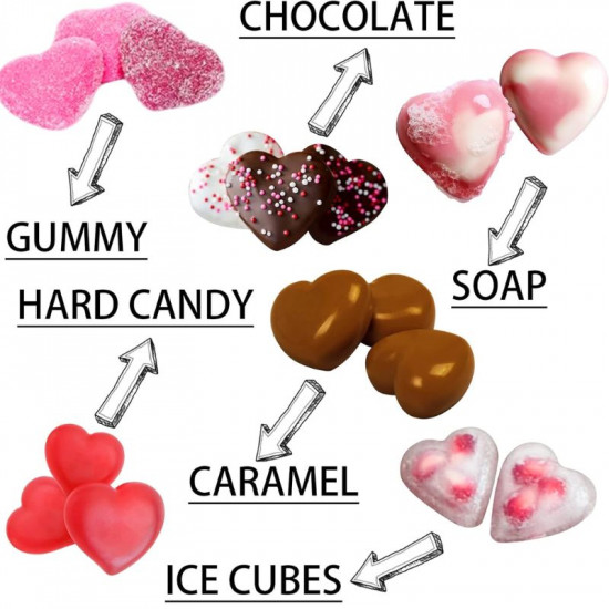 35-Cavity Heart Silicone Mould for Chocolate Gummy Jelly Caramel Toffee Ganache Praline Ice Cubes