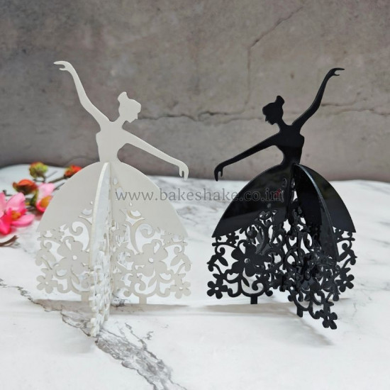 Dancing Girl Silhouette Acrylic Cake Topper - Black