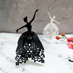 Dancing Girl Silhouette Acrylic Cake Topper - Black