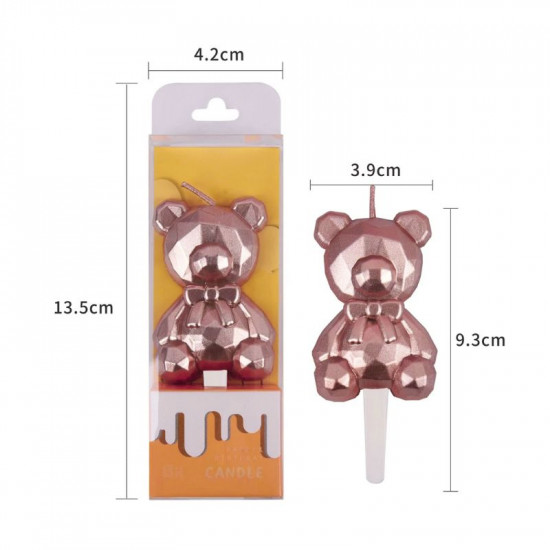 3D Teddy Bear Shape Cake Candle - Rose Gold 3D Teddy Bear Shape Cake Candle - Rose Gold