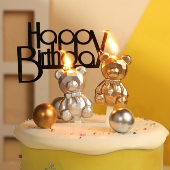 3D Teddy Bear Shape Cake Candle - Rose Gold 3D Teddy Bear Shape Cake Candle - Rose Gold