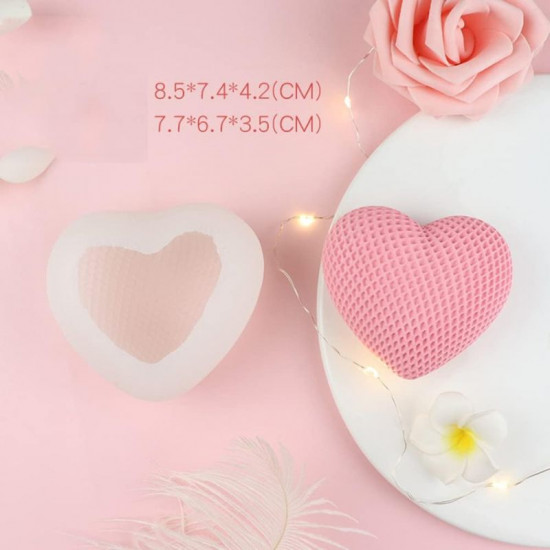 3D Woven Heart Silicone Mould for Candy, Candle, Soap, Lotion Bar, Fondant, Ice Cube