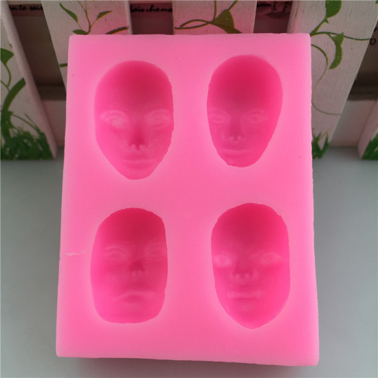 4 Different Human Faces Fondant Mould