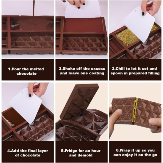 4 in 1 Kunafa Chocolate Bar Deep Silicone Mould 4 in 1 Kunafa Chocolate Bar Deep Silicone Mould