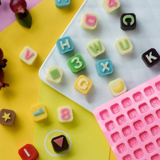 48 Grid Alphabets Numbers Silicone Chocolate Mould