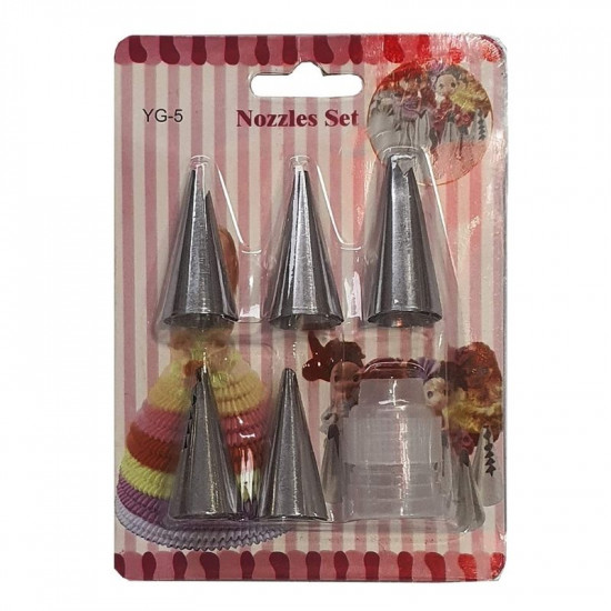 Ruffle Nozzle Tips With Coupler (Set of 6)