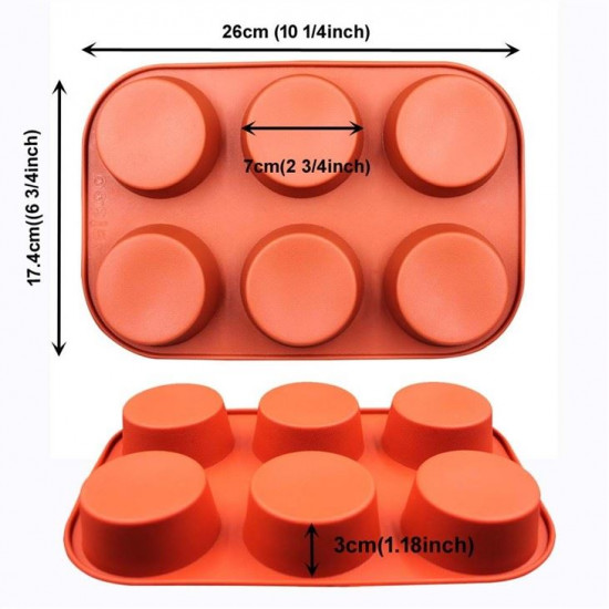Standard Red 6 Cavity Round Silicone Mould, For Cake Baking at Rs 190/piece  in Ahmedabad