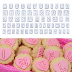 64 Pieces Uppercase Lowercase Alphabets and Special Characters Cutter Mould