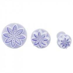 8 Petal Dotted Flower Plunger Cutter Set of 3