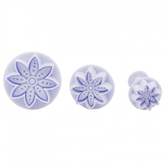 8 Petal Dotted Flower Plunger Cutter Set of 3