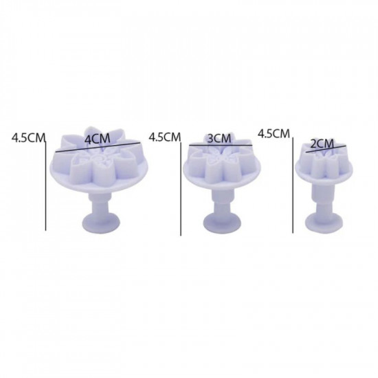 8 Petal Dotted Flower Plunger Cutter Set of 3