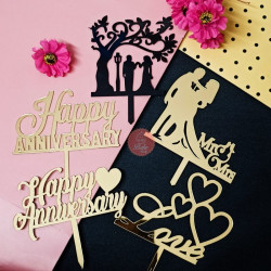 Anniversary and Love Acrylic Cake Toppers Combo 2 (Set of 5)