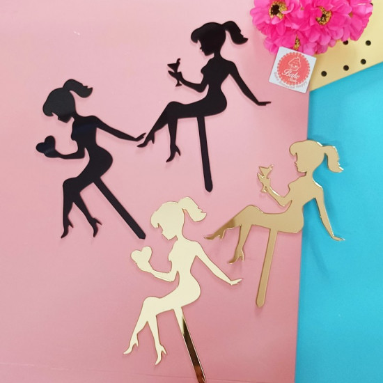 Lady Silhouette Acrylic Cake Toppers (Set of 4) Lady Silhouette Acrylic Cake Toppers (Set of 4)