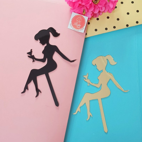 Lady Silhouette Acrylic Cake Toppers (Set of 4) Lady Silhouette Acrylic Cake Toppers (Set of 4)