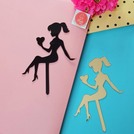 Lady Silhouette Acrylic Cake Toppers (Set of 4) Lady Silhouette Acrylic Cake Toppers (Set of 4)