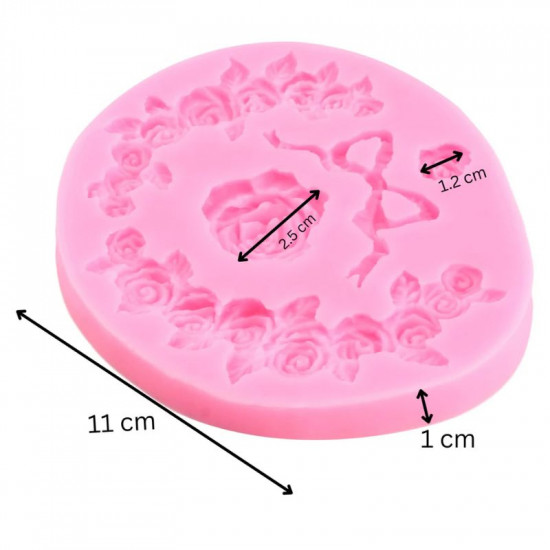 Baroque Ribbon Cake Decorating Rose Wreath Silicone Fondant Mould