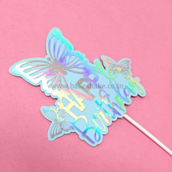 Blue Butterfly Happy Birthday Cake Topper
