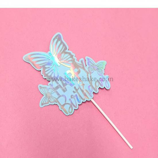 Blue Butterfly Happy Birthday Cake Topper