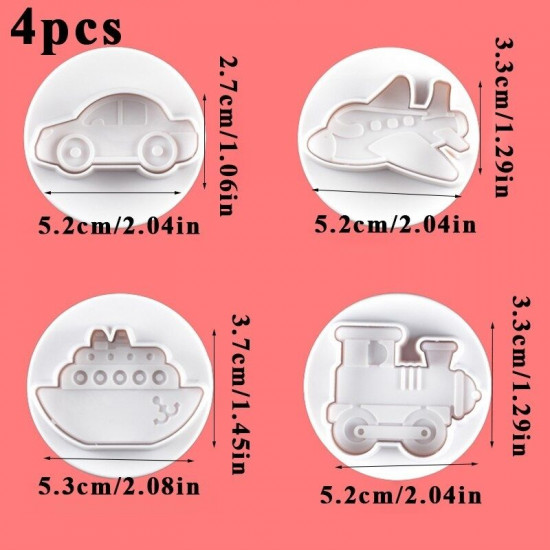 Car, Aeroplane, Boat, Train Plunger Cutter Set