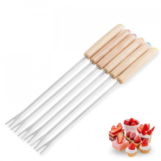 Chocolate Dipping Fork With Wooden Handle 6 Pcs Set