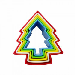 Multi Colour Christmas Tree Shape Plastic Cookie Cutter -  Set of 5 Pieces