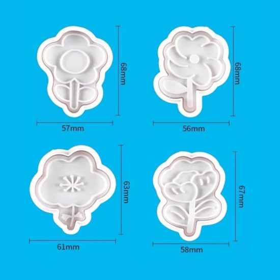 Mix Flower Shapes Plunger Cutter Set of 4 Pieces