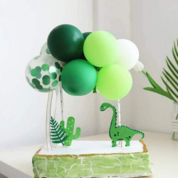 Green White Confetti Balloon Cake Topper