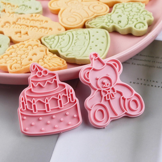 Happy Birthday Cookie Mould | 3D Mini Fondant Cookie Stampers 