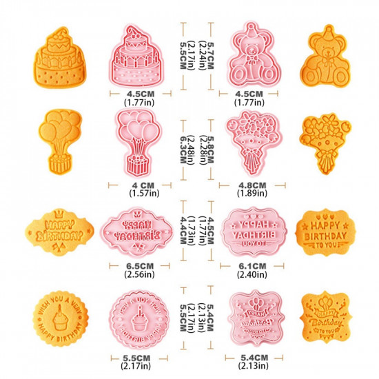 Happy Birthday Cookie Mould | 3D Mini Fondant Cookie Stampers 