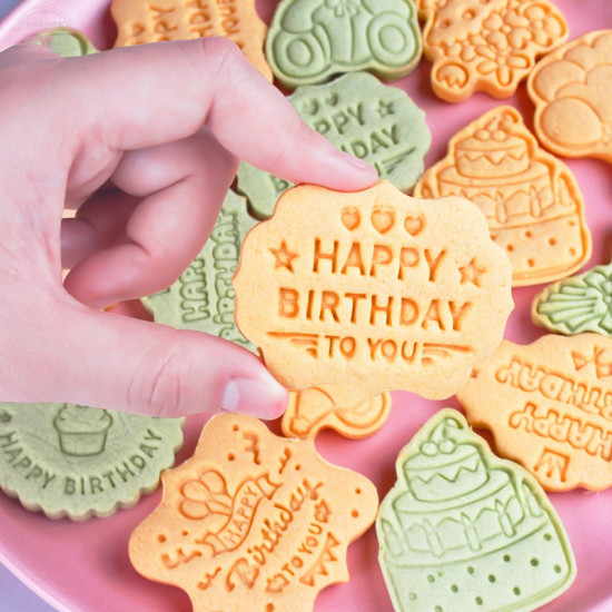 Happy Birthday Cookie Mould | 3D Mini Fondant Cookie Stampers 