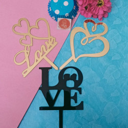 Acrylic Cake Toppers Love Theme (Set of 3)