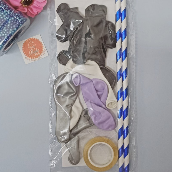 Mauve White Grey Balloon Cake Topper