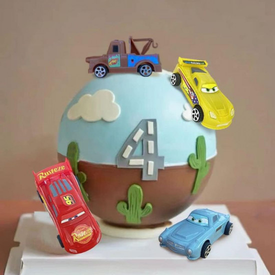 McQueen Cartoon Car Toy Cake Topper (Set of 4)