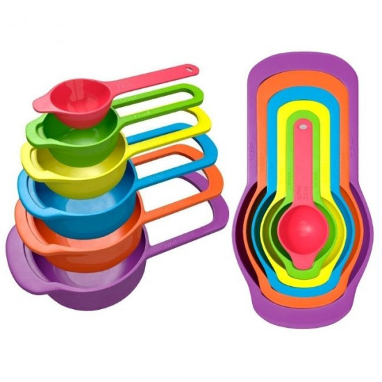 Measuring Cups & Spoons Multi Colour- Set of 6 Pcs.