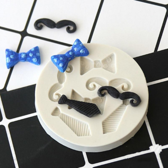 Neck Tie Bow Moustache Fondant Mould