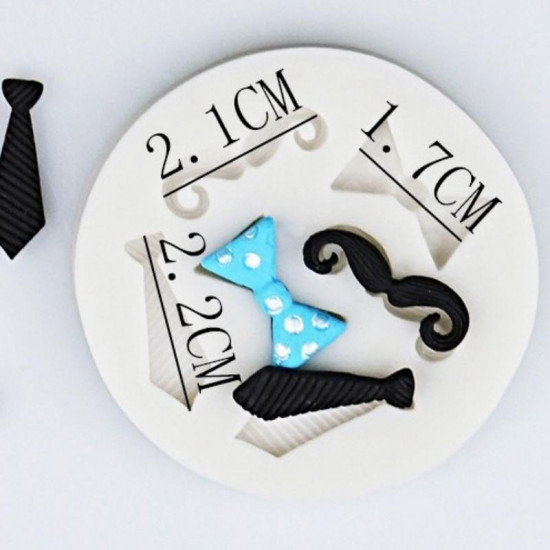 Neck Tie Bow Moustache Fondant Mould