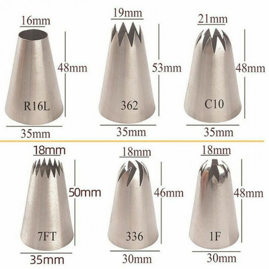 Russian Nozzle Decorating Tips Set of 6 Pcs