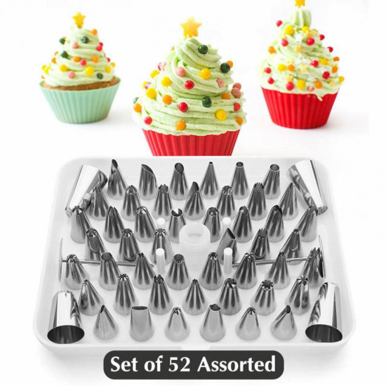 Stainless Steel Nozzle Set For Cake Decoration & Icing (52 Pcs)
