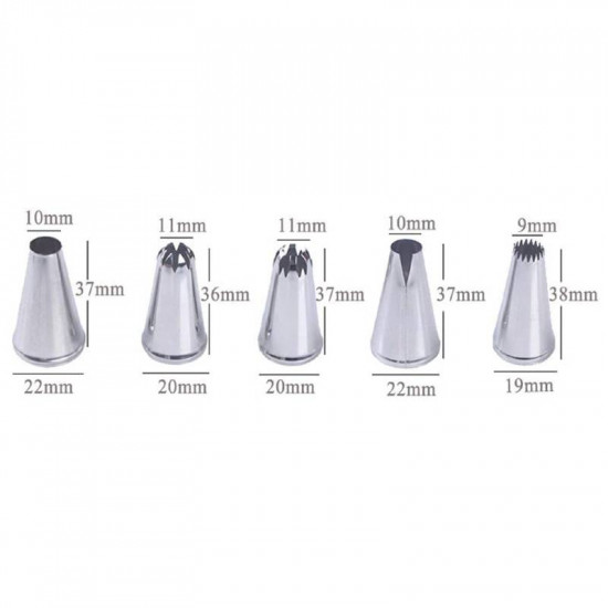 Decorative Nozzles Piping Tips Set of 5 Pcs